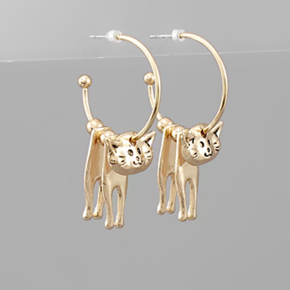 Cat Dangle Hoops